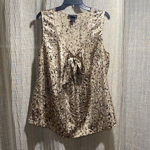 Tan, black and white 100% polyester dress tank top silky material